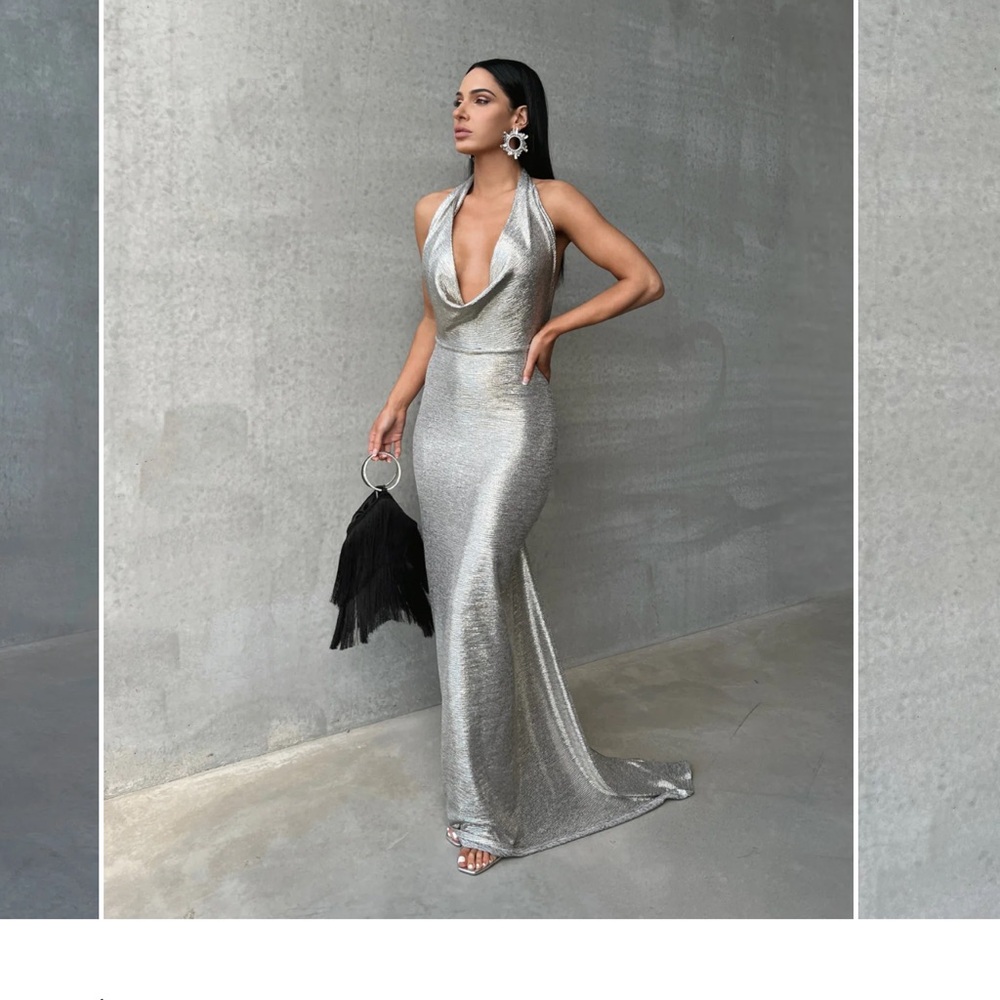 Glamorous Silver Backless Dress Maria Gown Moonlight Silver